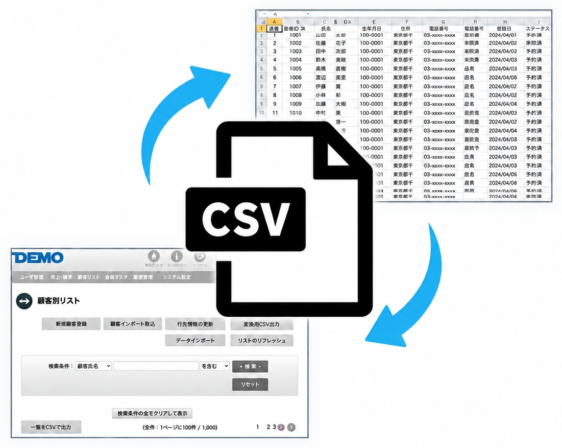 CSV一括登録の画面イメージ